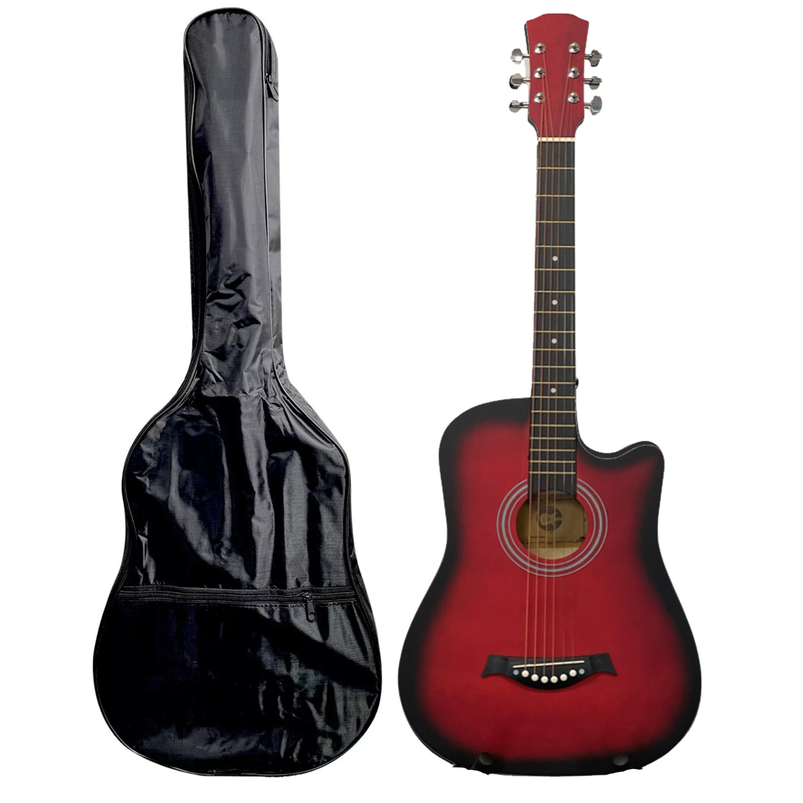 CHITARRA ACUSTICA PER ADULTI PRINCIPIANTI CUTAWAY LEGNO DURO NUOVA 38" POLLICI FULL SIZE foto 6