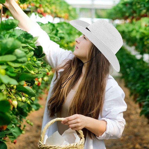 New Women Large Floppy Sun Beach Straw Hats Wide Brim Packable Summer Cap - Picture 8 of 20