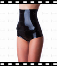 Latex Control Briefs High Waist oldSchool Shorts Black Slim Customized 0.4mm F26