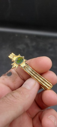 Ammolite 10k Gold Plated Brass Maple Leaf Tie Clip By Korite
