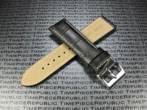 Cinturino orologio nuovo 22mm grana pelle nero vintage G rosso per LONGINES - Foto 16 di 32