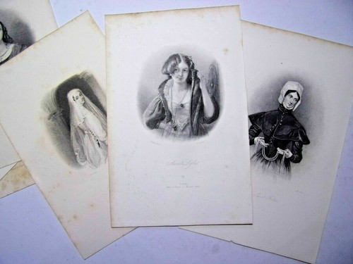 1842. Important lot de 15 gravures " Galerie des femmes de Walter Scott " - Picture 5 of 6