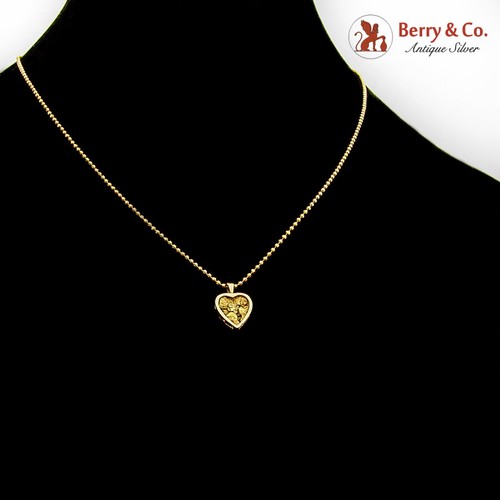 Gold Nugget Heart Pendant Chain 