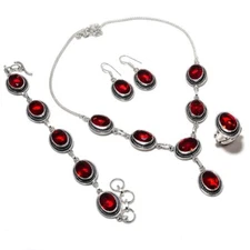 Mozambique Garnet Gemstone 925 Silver Handmade Jewelry Set