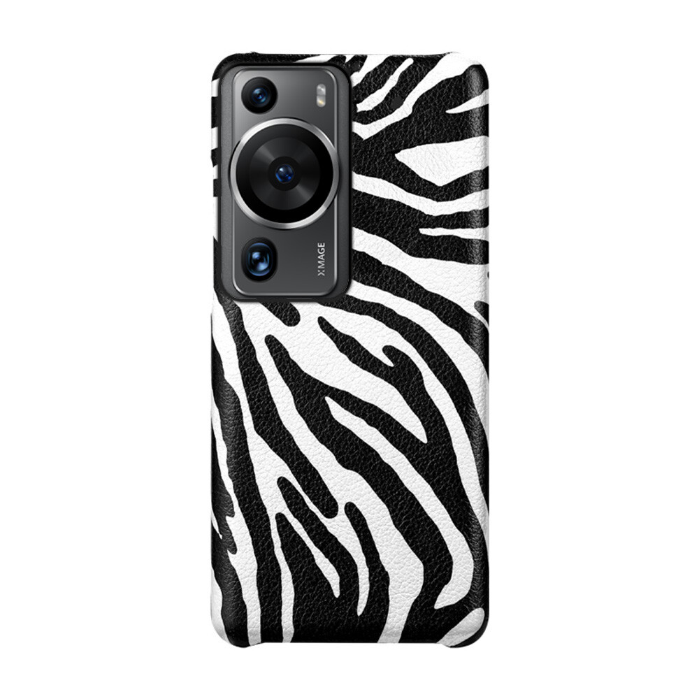Custodia in vera pelle texture Pinto Zebraskin per HUAWEI P60/Mate 50/20/Pro/X