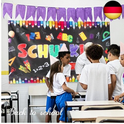 BETESSIN Schulkind Groß Banner Einschulung Banner Girlande Schulanfang Deko - Bild 5 von 6