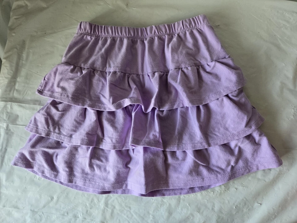 Две девочки оборки ярусные юбки в размер 7, розовый цветочный и фиолетовый. Талия стрейч - Изображение 2 из 4
