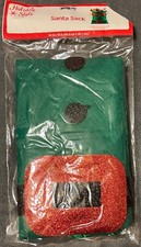 Santa Sack Lg Christmas Felt Gift Present Stocking Bag Green Red Buckle 24 x 18