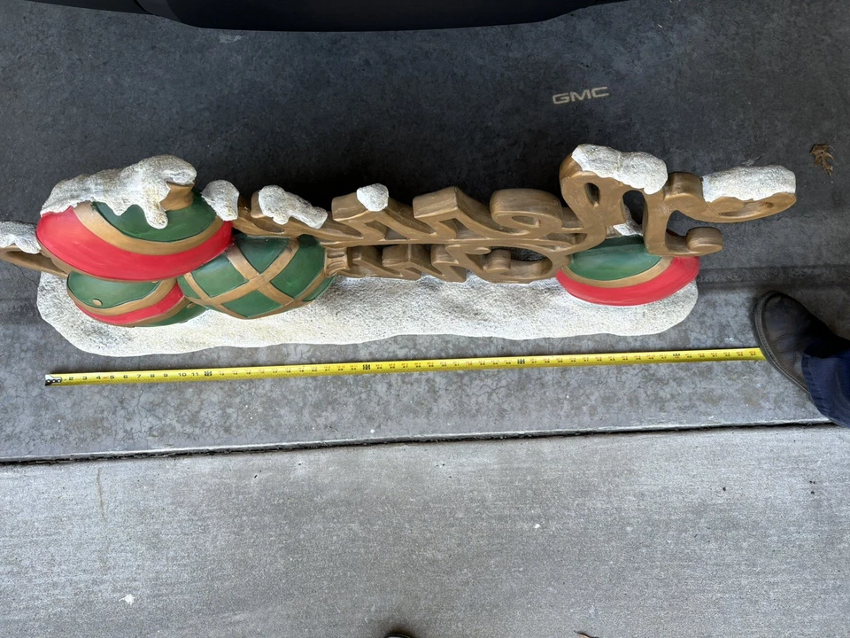 罕见复古部门商店橱窗标志,“圣诞快乐”,56 英寸长/25 英寸高/9 英寸宽,整洁! — 第 2/4 张图片