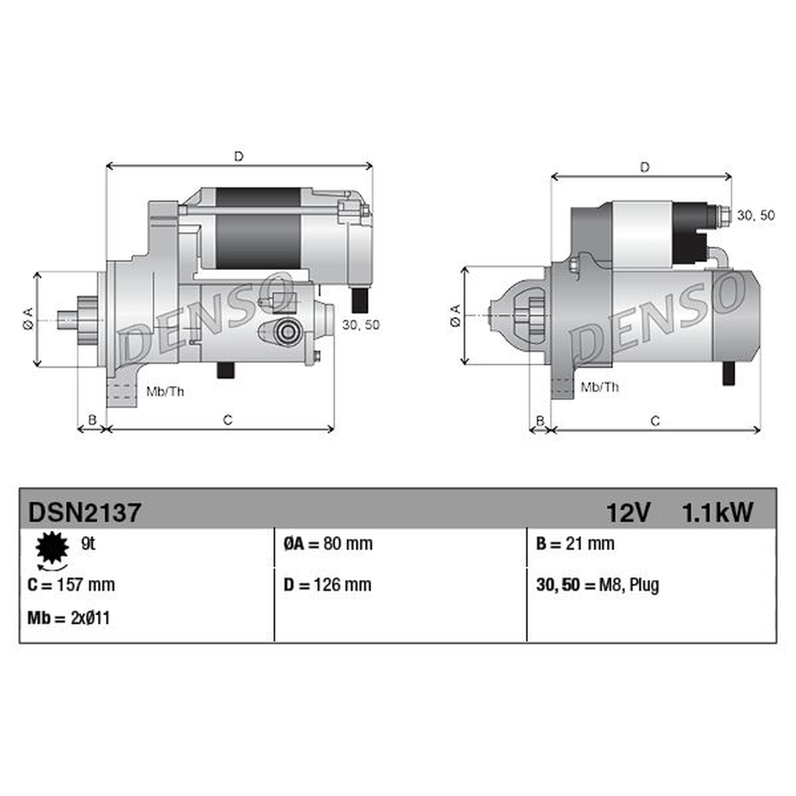 Fits DENSO DSN2137 Starter DSN2137 Starter (12V, 1,1kW, new with a deposit) - Image 9