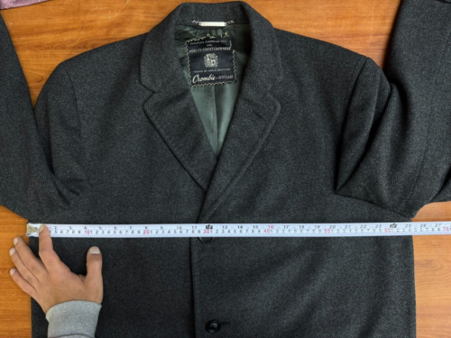 Vintage CROMBIE Scotland bespoke Classic cashmere wool Men suit overcoat 48L 50L - Picture 14 of 24