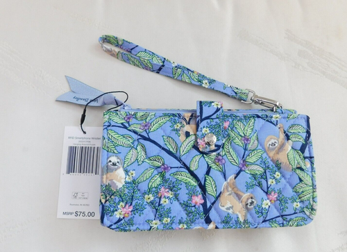 VERA BRADLEY Rfid Smartphone Wristlet - Hanging Around Purple - Sloths - NWT - Picture 2 of 8