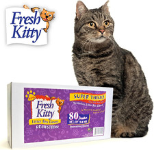 80 Count Fresh Kitty Litter Box Liners Super Thick, Durable, Easy Clean up Jumbo
