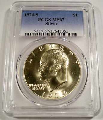 1974-S PCGS MS67 SILVER EISENHOWER DOLLAR MS 67 $1 - GREAT EYE 