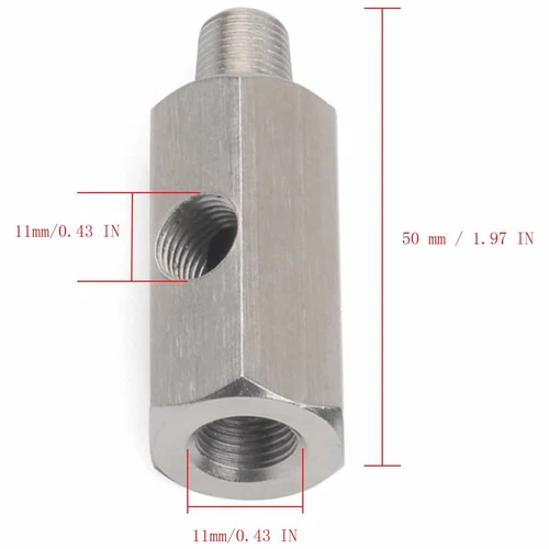 1/8'' BSPT Oil Pressure Sensor Tee to 1/8'' NPT Adapter Turbo Supply Feed Gauge - Bild 5 von 6