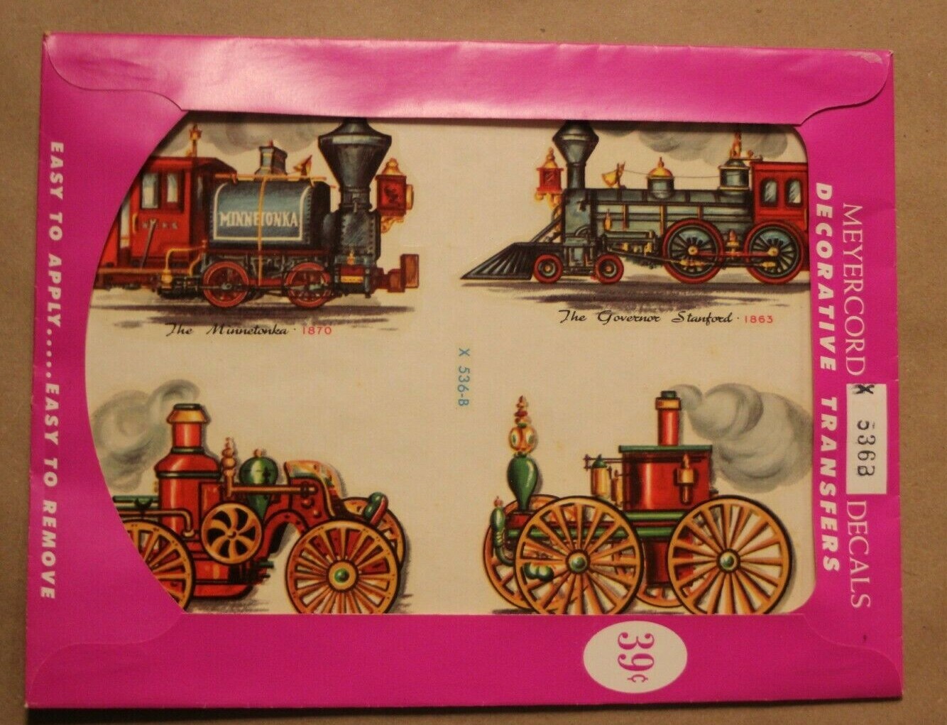 Vintage Myercord 536B Steam Locomotive Railroad Decals & Decorative Transfers-image
