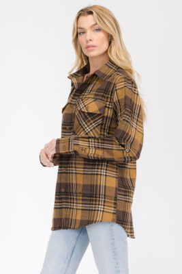 Ladies Womens Plaid Flannel Oversized Long Sleeve Shirt S M L XL XXL