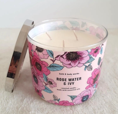 Bath & Body Works Rose Water & Ivy 3 Wick Scented Candle 14.5 oz