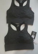 Women's AVIA Size L 12-14 Set Of 2 SPORTS BRAS Wicking/Spandex Gray/Black NWTs