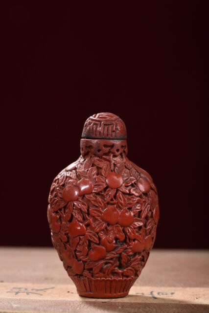 2.8" Sammlung China Lackwaren Hand Gravur Baum Pfirsich Baum Snuff Bottles