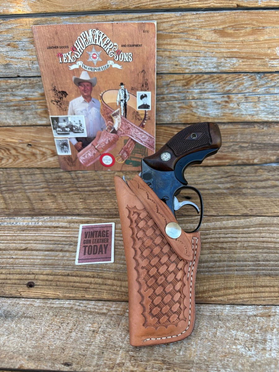 60s 70 Vintage Tex Shoemaker Basket Stamped Leather Holster for