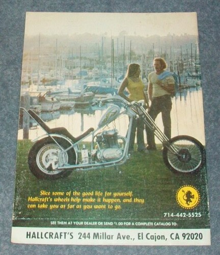 1975 Hallcraft Motorcycle Wheels Vintage Ad with Yamaha Powered Chopper