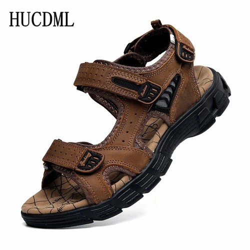 Genuine Leather Men's Sandals Summer Outdoor Non-slip Beach Treking Casual Shoes - Picture 3 of 27