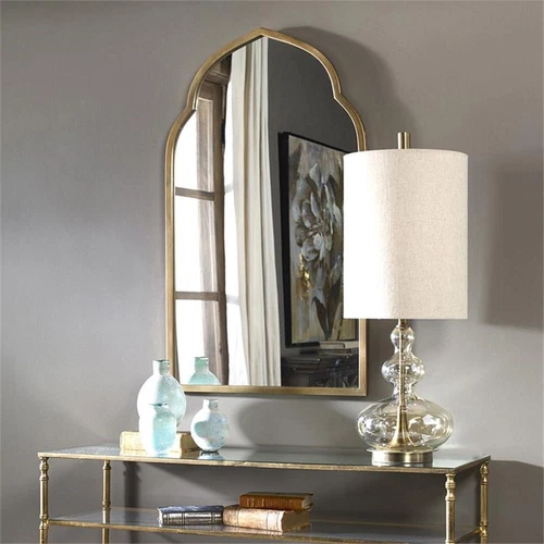 Uttermost Kenitra Contemporary Style Metal Arch Mirror in Gold Finish - Picture 4 of 6