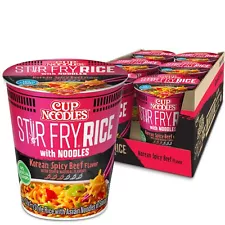 Nissin Cup Noodles Stir Fry Rice with Noodles Spicy Beef 2.68 Ounce Pack of 6
