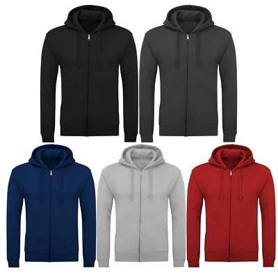 New Mens Plain Fleece Zip Up Zipper Hoody Sweatshirt Jacket Jumper Hoodie S-5XL - Image 1 of 2
