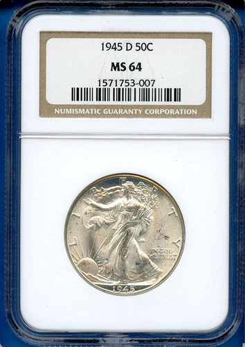 1945 D NGC MS64 Walking Liberty Half Dollar US Mint Silver Coin 50c 1945-D MS-64