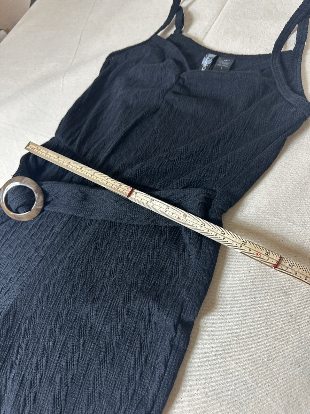 Luna Chix Crochet Spaghetti Strap Knit Blue Jumpsuit Size Large