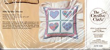 1988 SEALED Creative Circle Stitchery Embroidery Kit 482 "Quilted Hearts" Pillow