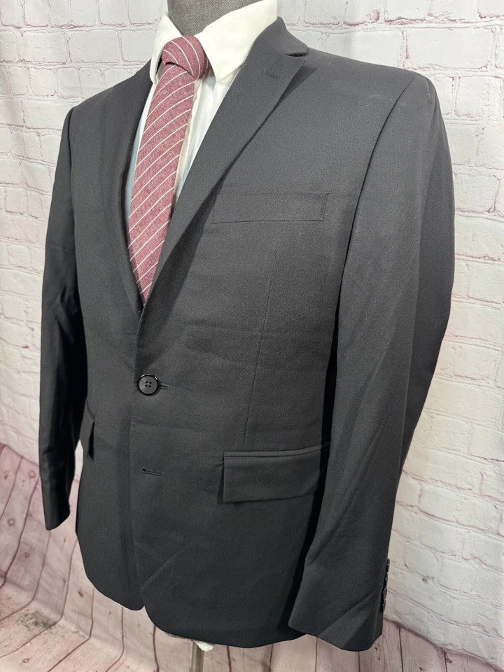 RYAN SEACREST Mens Black SLIM FIT Wool Suit Sport Coat Blazer Jacket 40S - Image 2 of 4