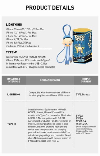 POP MART DIMOO WORLD x DISNEY Series-2 in 1 Charging Cable Blind Box - Picture 6 of 6
