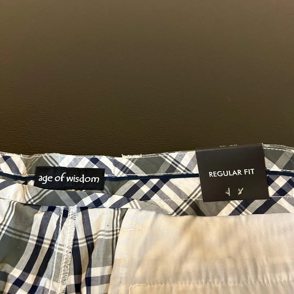 Pantalones Cortos de Carga Age of Wisdom a Cuadros Informales Sueltos Bolsillos Verde Blanco Para Hombres 38" Nuevos con Etiquetas Foto 4 de 4