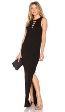  N: philanthropy Lace Up Wayne Cotton Jersey Knit Column Maxi Dress Medium Black