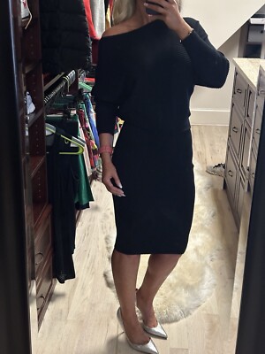 fitted lace wedding dress Off Shoulder Ribbed Long Sleeve Knit Long Dress
