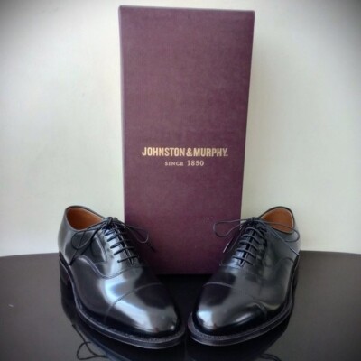 Johnston & Murphy Men's Classics Melton Cap Toe in Black European Leather |  eBay