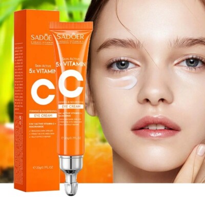 SADOER Vitamin C Augencreme Anti Augenringe Augen Tränensäcke Entferner Feuchtigkeitsspendend Anti