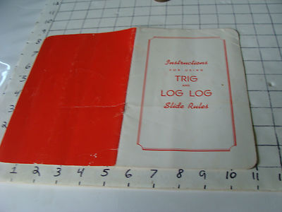 vintage Slide Rule Instructions: TRIG & LOG LOG, ross r. middlemiss, 16pgs, 