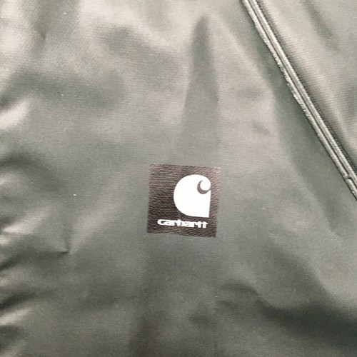 Carhartt Lightweight PVC Rain Coat Men Medium M Dark Green Snap Slick Work Shell - Picture 4 of 14