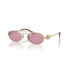 MIU MIU MU 54ZS ZVN50D Gold Pink Lens Oval Women Sunglasses AUTHENTIC