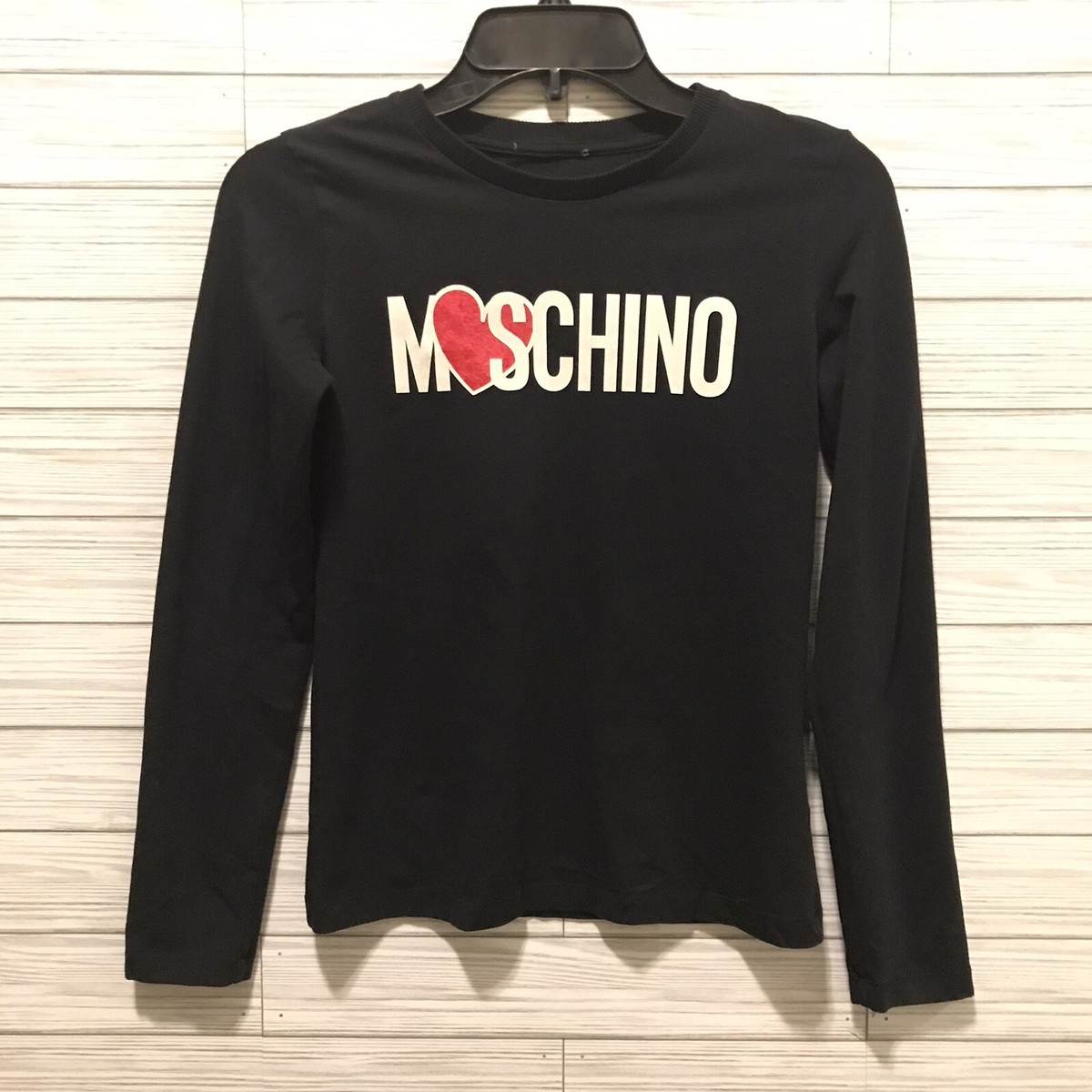 Moschino Kids Girls Size 12 T shirt Long Slv Black White
