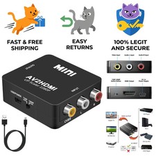 Compact RCA to HDMI Converter - Easy Setup for Monitors TVs, 1080P Quality