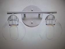 Uixe 13.33 in. 2-Light Brushed Nickle Bathroom Vanity Light w Clear Glass Shade
