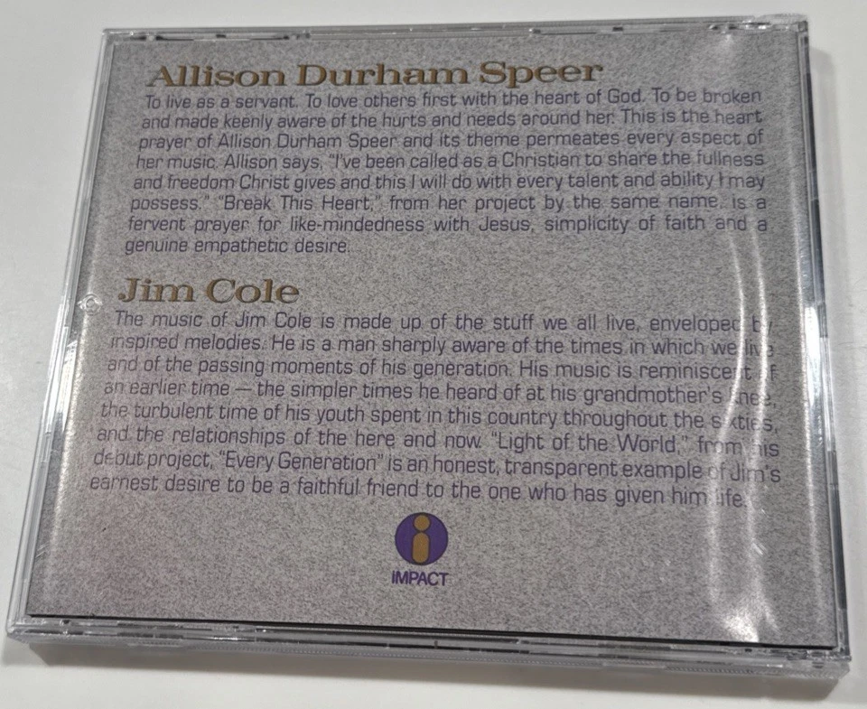 EXCL RADIO INTERVIEWS w/Allison Durham Speer/Jim Cole “Music With An Impact” CD! - Image 2 of 4