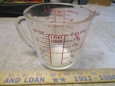Vintage Glass Fire King Measuring 2 Cup Made in USA 16 OZ Red letters #498 D