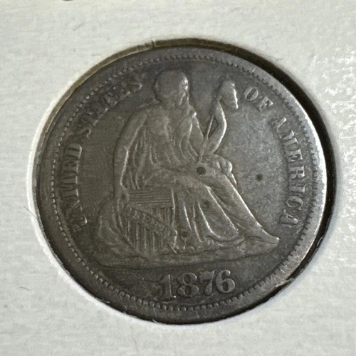 1876-CC Carson City Seated Liberty Dime VF dark gray toning
