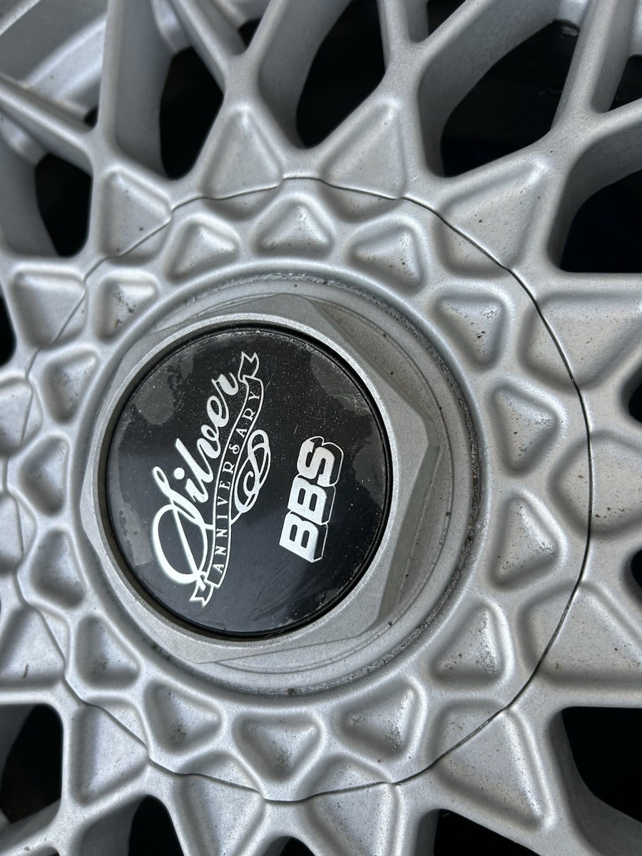 JDM BBS RZ457 14x6.5 Wheels + Silver Anniversary Center Caps Set